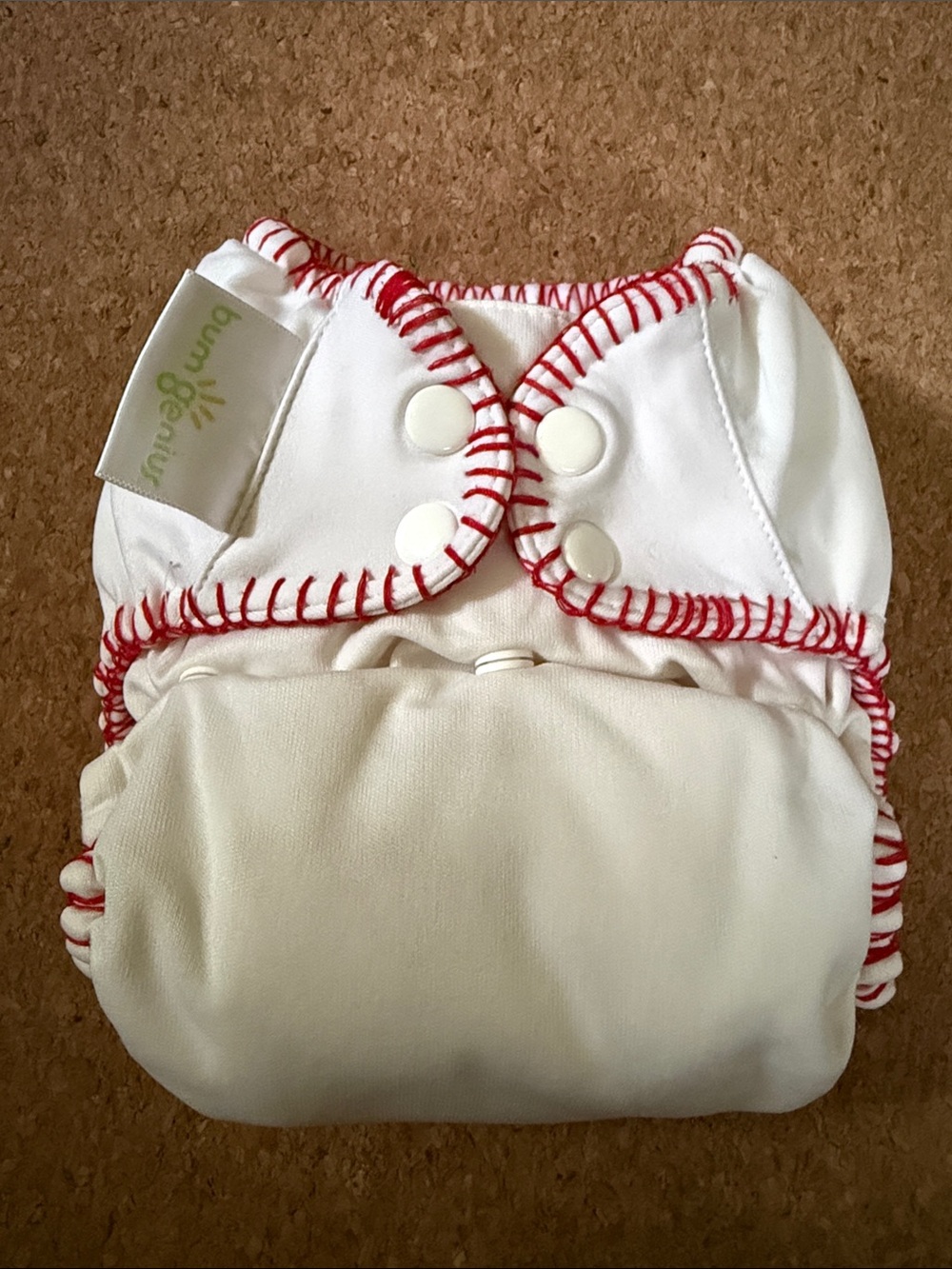 BumGenius Limited Edition Baseball cloth diaper Adjustable Snap Closure